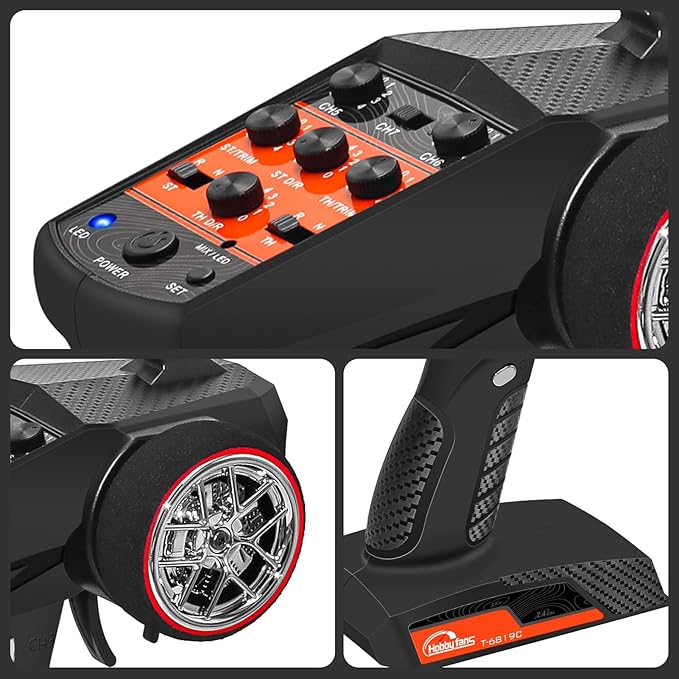 Hobby Fans RC Radio System 7CH 2.4G RC Transmitter with Receiver Anti-Jamming Remote Controller for RC Car Crawler Boat Knob