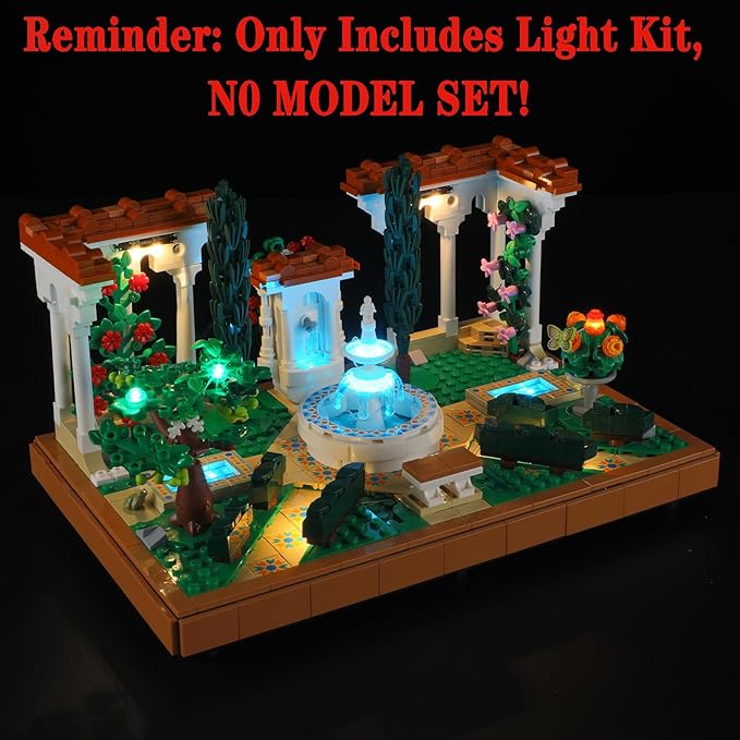 LED Light Set Compatible with Lego 10359 Fountain Garden Icons Building Blocks Model - Model Set NOT Included