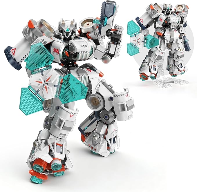 HIGH GODO Aerospace Mech Robot Transforming Building Blocks Set for Adults Warrior Justice Hero Mech Model Building Kit with Display Shelf Cool Creative Robots Toys Gift for Teens 14+ 1000+ Pieces