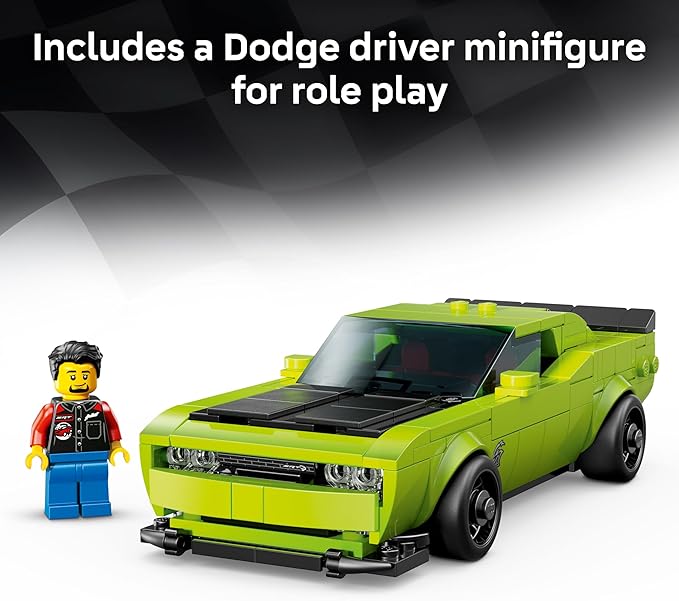 LEGO Speed Champions Dodge Challenger SRT Hellcat Sports Car Toy - Building Set for Learning Play and Display - Kids Toy for Boys and Girls Ages 9+ - Birthday Gift Idea for Race Car Fans - 77237