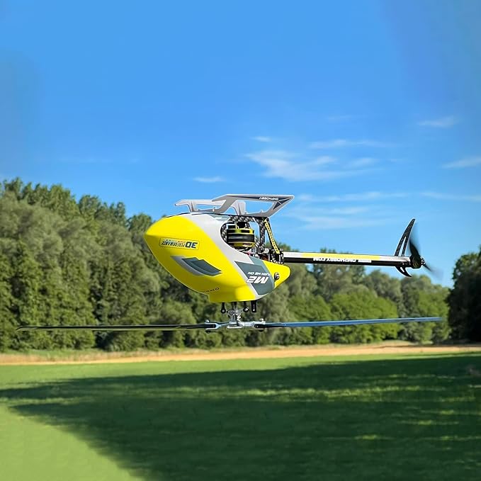 OMPHOBBY M2 EVO MK2 Ready To Fly RC Helicopter Outdoor Dual Brushless Motors Direct-Drive 6CH Remote Control Helicopters for Adults 3D RC Plane with Remote Control Mini Drone RTF Orange