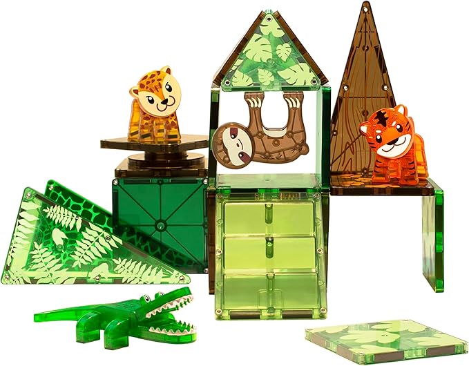 MAGNA-TILES Jungle Animals 25-Piece Magnetic Construction Set The ORIGINAL Magnetic Building Brand