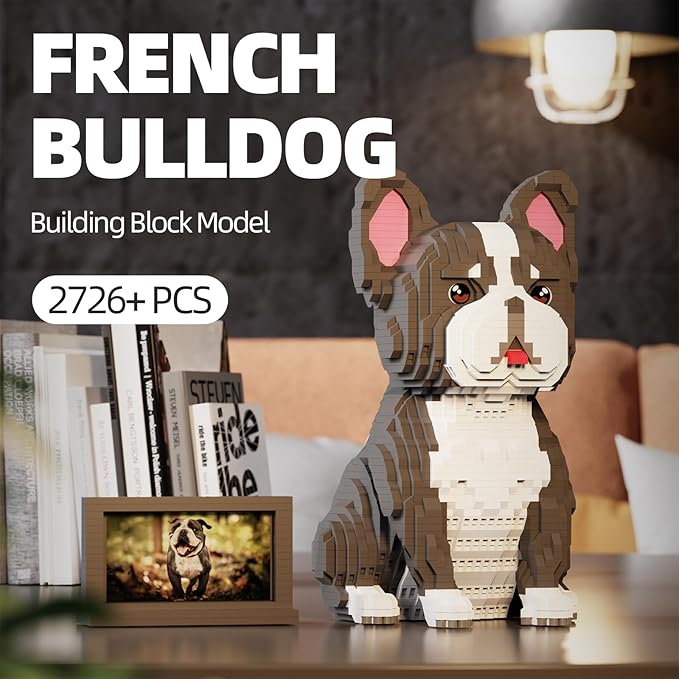 Animal Dog Model Pet French Bulldog Micro Building Blocks Set (2726 Pieces) with Secret Hidden Storage Box Inside Ideal Toy for Dog Lovers Kids &amp Adults