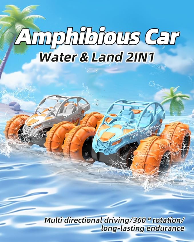 LM15-C Amphibious Remote Control Car 2.4 GHz Waterproof RC Car All Terrain Off Road Car Toys(Blue)