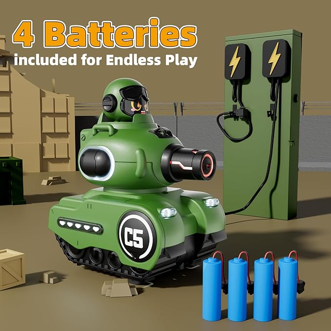 2 Pack Cute Cartoon Remote Control Battle Tanks with Laser tag|Hobby RC Cars Shoot to Ejected Out|Military Army Toys for 6 7 8 Year Old Boys Girls | Christmas Birthday Easter Gifts for 8-12