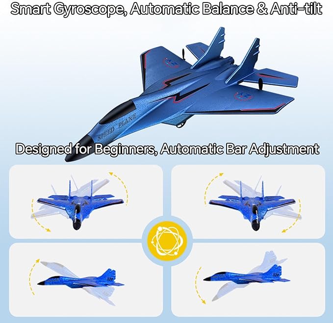 SU-35 Rc Model Fighter Jet with LED Lights | 2.4 Ghz Rc Remote Control Fighter Jet Glider with 3-Axis Gyro EPP Foam Twin-Motor Luminous Strip Easy to Fly &amp Crash-Resistant RC Aircraft (Red)
