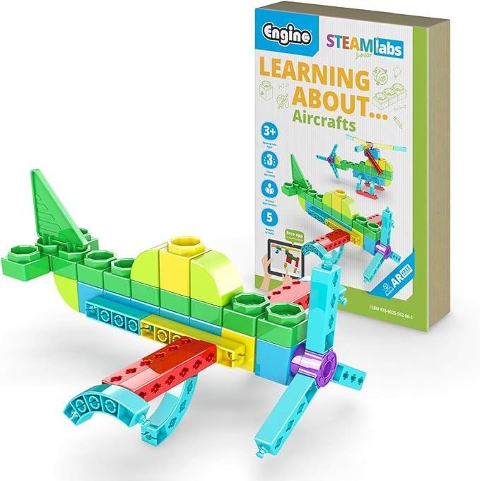 Engino STEAM Labs Learning About Aircrafts Building Blocks for Ages 3+ Construction Kit STEM Kit for Girls &amp Boys Learning &amp Education Toys Steam Toys Toddler Activities (5 Models)