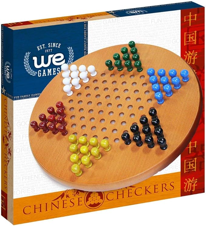 WE Games Wooden Chinese Checkers Board Game with Wood Pegs