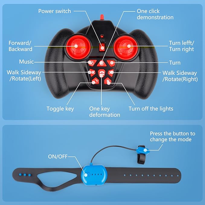 PREPOP Gesture Sensing RC Stunt Car Birthday for Age 6 7 8-12 13+ Year Old Boys - Cool Toys for Kids Hand Controlled Remote Control Twist Vehicle with Lights &amp Music 4WD Rotating