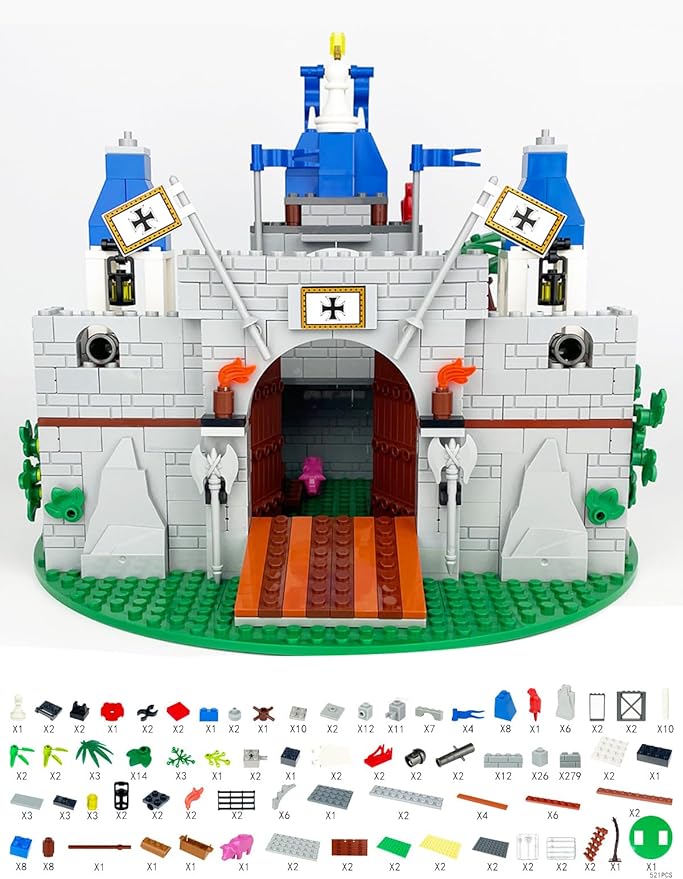 Medieval Knight Castle Building Blocks Set – Comes with 12 Knights Figures  Compatible with Lego Medieval Town Square House Toys  for Adults &amp Children Ages 6+