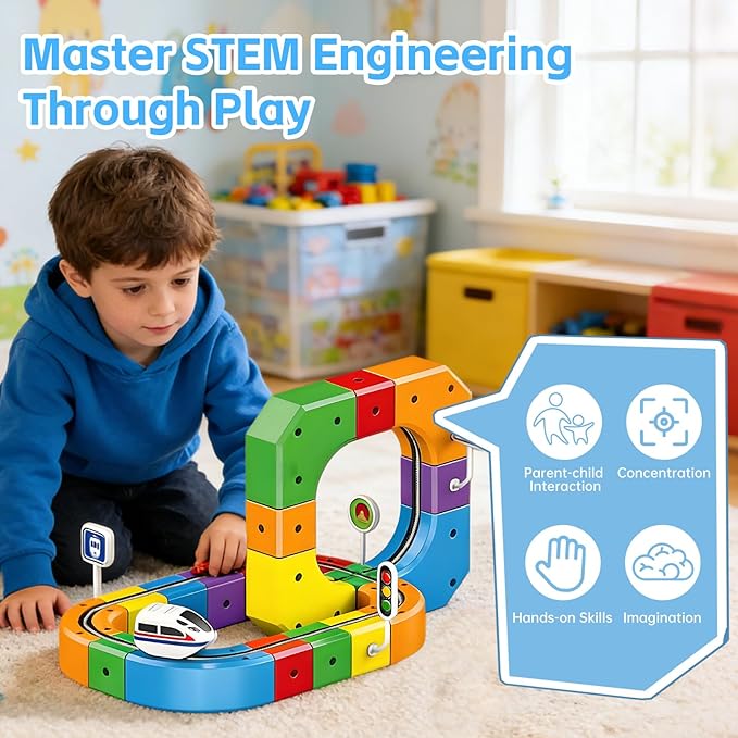 Electric Train Set 3D Magic Flexible Race Tracks for Kids Ages 3 4 5 6 7 8 51PCS Anti Gravity Race Track with Car STEM Educational Building Toy Boys Girls Birthday Christmas