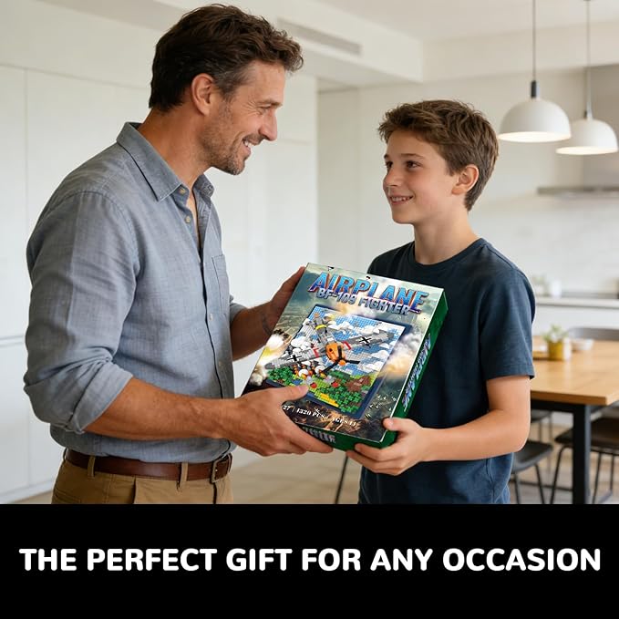 Military Plane 3D Wall Art Micro Mini Building Blocks Set WW2 BF-109 Fighter Jet Wall Decor or Table Display No Compatible with Lego Great Army Airplane Toy Gift for Adults Teens 14+ (1320 PCS)