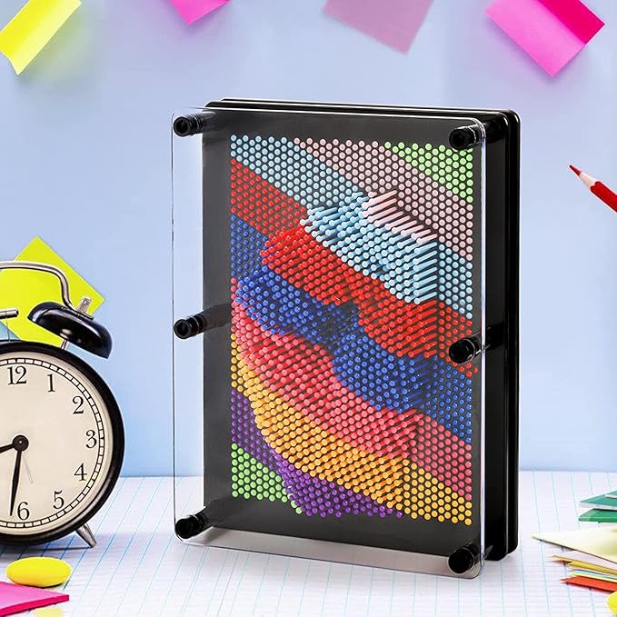 Hacaroa 3 Pack 3D Pin Art Toy Rainbow Plastic Pin Art Board Sensory Sculpture Toy Pin Impression Hand Mold Needle Toy for Kids Adults Home Office Decoration 3 Sizes