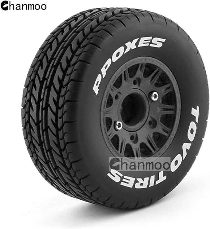 1/10 RC Short Course Truck Tires And Wheels With 12mm 14mm 17mm Hex 113mm 1/8 Rubber Tyres For 1/8 or 1/10 Scale On Road Car HSP Sonic 94102 GT PTG-2 Tamiya TT02 RC Racing Car 4PCS (Black A)