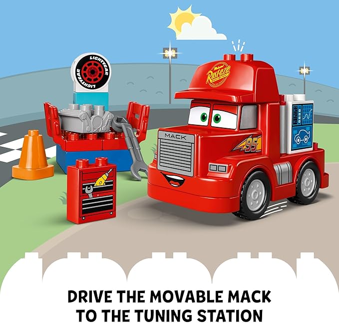 LEGO Disney Pixar Mack at The Race Cars Toys - Pixar Cars Birthday Gift for Toddlers Preschool Boys &amp Girls Ages 2+ - Educational Building Toys Set - 10417