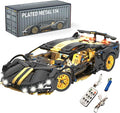 GEVINST Collectible Sports Race Cars Building Set with LED Lights Model Car Kits for Boys 8-12 and up Adults 1:14 Scale Black Gold Supercar Gifts (1309 PCS)