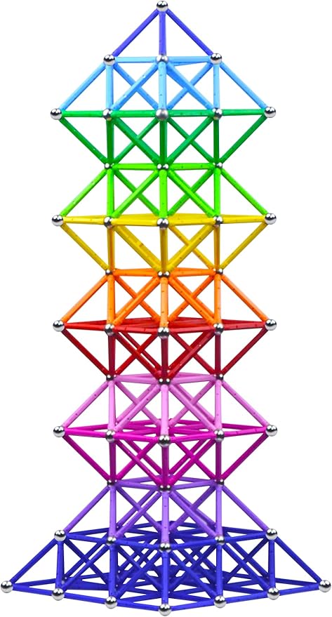 Veatree 160pcs Building Blocks Toys 2.3 Magnetic Sticks and Non-Magnetic Balls Set 3D STEM Game for Kids and Adults With Storage Bag