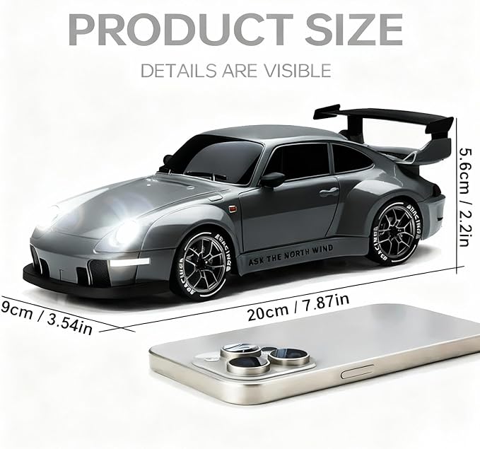 1:24 Scale RC Drift Car with LED Lights 25km/h 4WD High Speed Dual Batteries 50+ Min Play 2.4GHz Remote Control Multi-Surface Drift Tires Racing Toy Vehicle for Adults Boys Girls Royal Enforcer