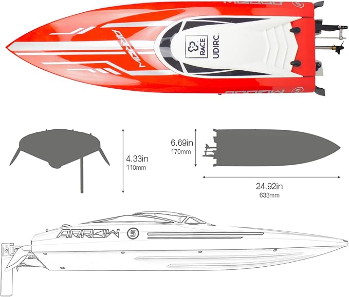 Cheerwing 25 RC Brushless 30 MPH High Speed Boat Large Racing Remote Control Boat for Adults