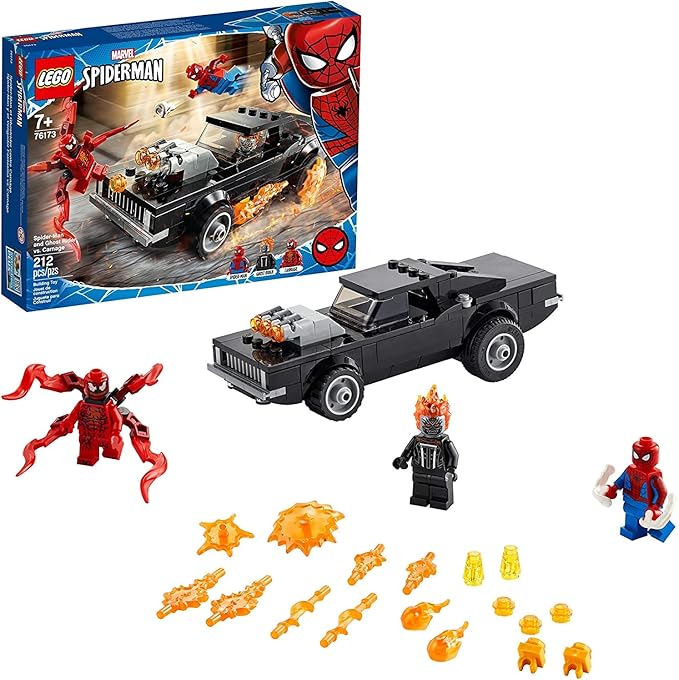 LEGO Marvel Spider-Man: Spider-Man and Ghost Rider vs. Carnage 76173 Collectible Building Toy for Kids New 2021 (212 Pieces) Multicolor