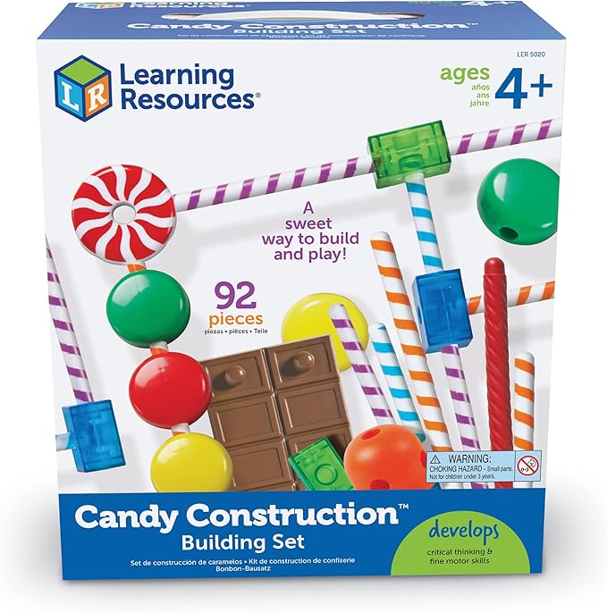 Learning Resources Candy Construction Building Set - 92 Pieces Ages 4+ Fine Motor Skills Toy Toddler Preschool STEM Gifts for Boys