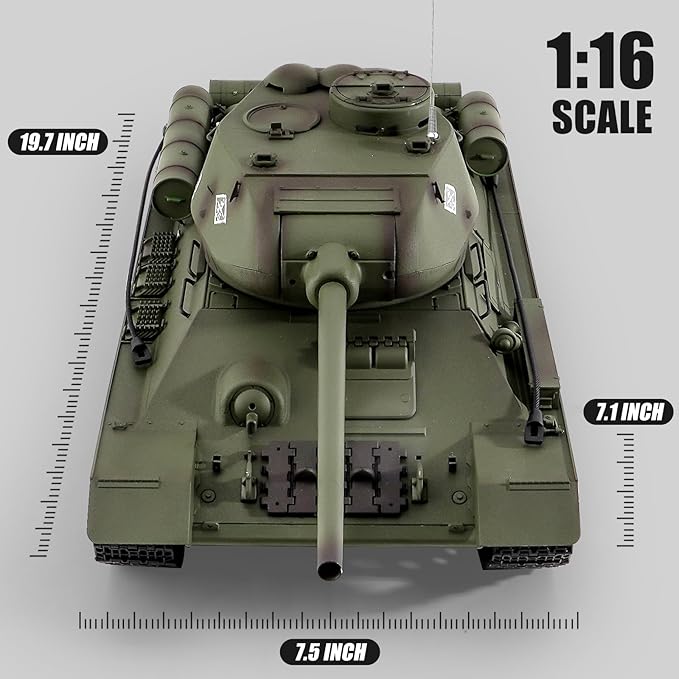 RC Tanks Henglong Russian T-34/85 Medium Tank 1: 16 2.4ghz Tank Model That Shoots with Sound &amp Light for Ages 14+