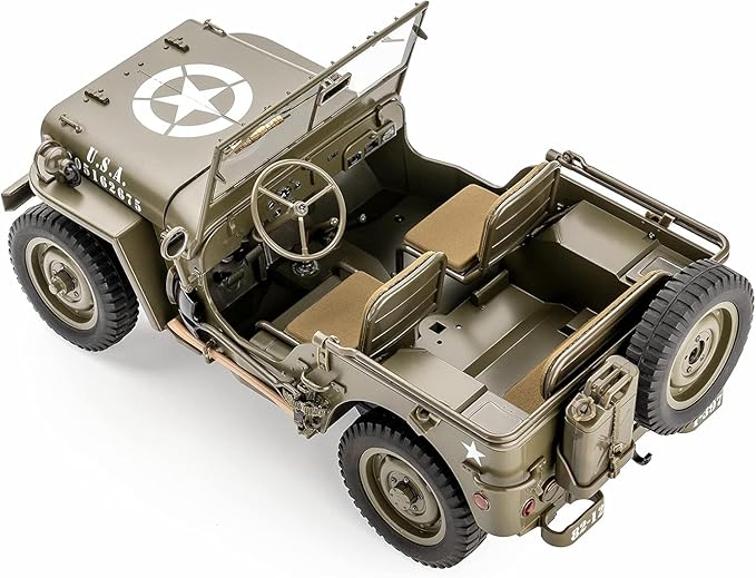 Rochobby FMS 1/12 1941 MB Scaler RC Jeep 4x4 Hobby Grade RTR RC Car Mini RC Rock Crawler Army Military 2.4Ghz RC Truck with LED Lights Battery and USB Charger for Adults