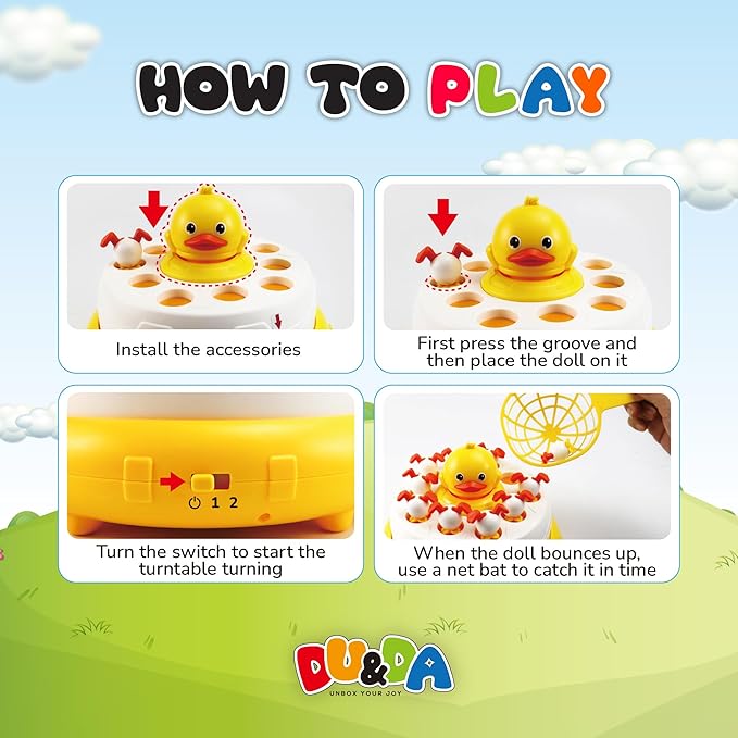 DU&ampDA Pop Up Duck Catch Game Toys for Age 3+ Kids Musical Bouncing Interactive Game for Kids Boys &amp Girls Toys Gift Set