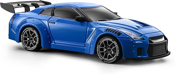 ACAMMZAR RC Drift Car Pro Upgraded with Gyro 1:24 Full Proportional Remote Control Car 25KM/H 4WD High Speed RC Cars with Lights Extra Racing Tires Vehicle for Adults Kids Boys Girls Blue
