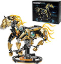 Mechanical Horse Building Blocks Linkage Kit Animal World Model with Lighting &amp Display Stand STEM Toy DIY Desktop Ornament for Boys Ages 12+ Adult Collectors Unique Birthday Gift Idea