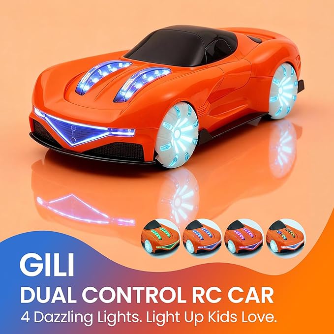 GILI RC Supercar for Kids Ages 3–8 – Dual Control Remote and Gesture – LED Lights 360 Spin Drift – Beginner Friendly – Exciting Birthday for Boys &amp Girls