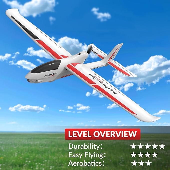 volantexrc RC Glider Plane Ranger600 Stunt 4 CH Remote Control Airplane RTF with 6-Axis Gyro &amp 3 Modes Easy to Fly 2.4GHz Radio Controlled Aircraft for Beginners &amp Adults (White)