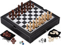 Mainstreet Classics Broadway 5-in-1 Combo Board Game Set: Chess Checkers Backgammon Chinese Checkers and Dice Games