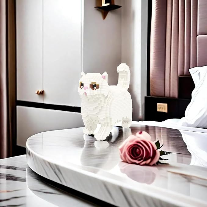 Larcele Cat Micro Building Blocks Animal Set DIY Mini 3D Building Toy Bricks Kit1196 Pieces KLJM-05 (Persian Cat)