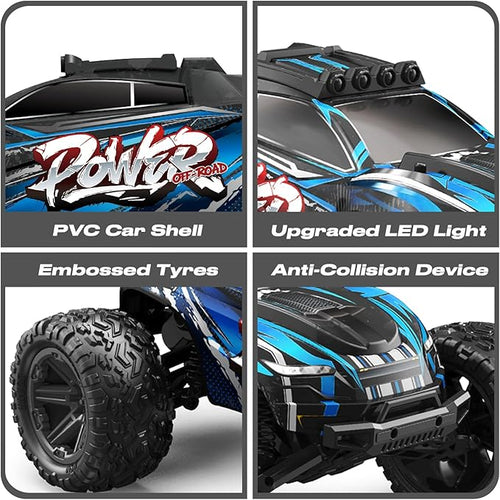 1:8 All Terrain Off Road RC Car 50KM/H Racing Drifting Climbing Monster Truck 2.4Ghz Remote Control LED Lights 2 Rechargeable 2600mAh Batteries Birthday