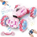 Pink RC Car Toys for Girls Aged 6-12 Gesture Sensing RC Stunt Cars with Lights Music for Girl Birthday Xmas Gifts 2.4GHz 4WD Pink Remote Control Toy Double-Side Flip 360° All-Round Rotation