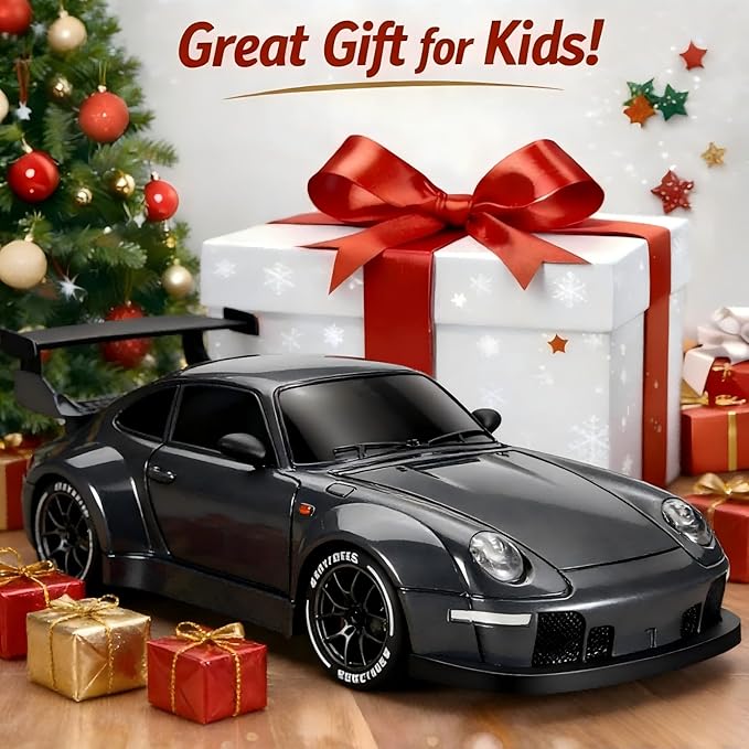 1:24 Scale RC Drift Car with LED Lights 25km/h 4WD High Speed Dual Batteries 50+ Min Play 2.4GHz Remote Control Multi-Surface Drift Tires Racing Toy Vehicle for Adults Boys Girls Royal Enforcer