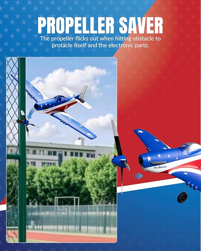 VOLANTEXRC RC Plane 4 Channel Remote Control Airplane P51d Mustang with Gyros Aileron Aerobatics 3 Modes to Fly for Adults &amp Beginners (Multi Color)