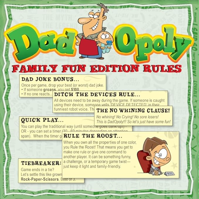 DadOpoly – The Hilarious Family Board Game for Dads and Kids Family Night Laughs and Dad Humor Fun