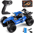 RC Monster Truck for Kids Ages 4–8 1:12 Remote Control Car with Alloy Shell 15.5 MPH (25KM/H) Fast Off Road Blue RC Car with 2 Speed Modes &amp LED Lights 2.4GHz Easy Control Toy Gift for Boys