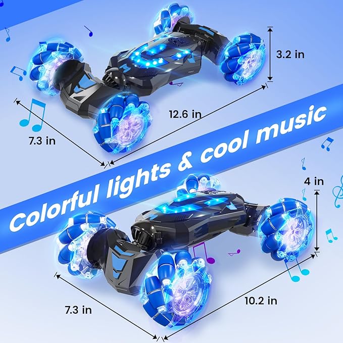 Gesture Sensing RC Stunt Car4WD Drift Hand Controlled 360° Flips Trick Car with Lights &amp Music Toys car is Cool Birthday Gift for Kids Ages 7-12