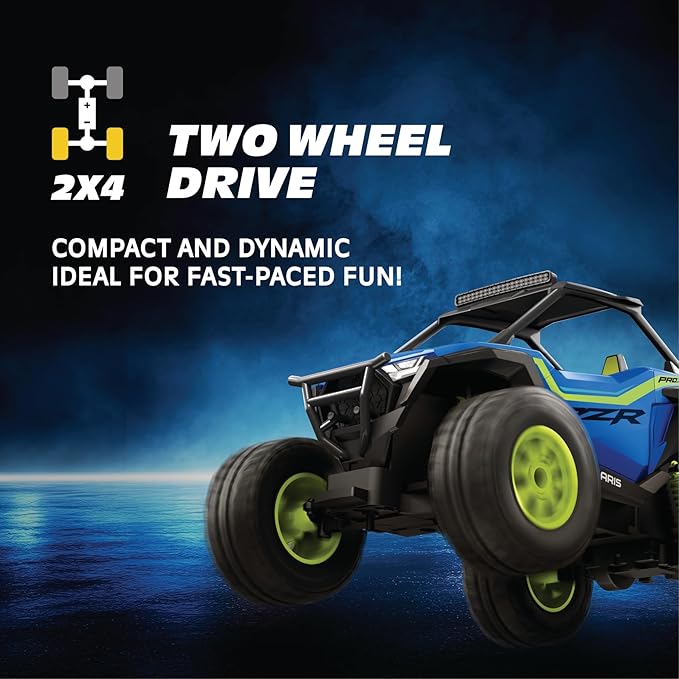 Polaris RZR Remote Control UTV – 1:14 Scale 2WD RC Car Officially Licensed Polaris RZR Full-Function 2.4GHz Radio Control USB Rechargeable Ready to Run Blue