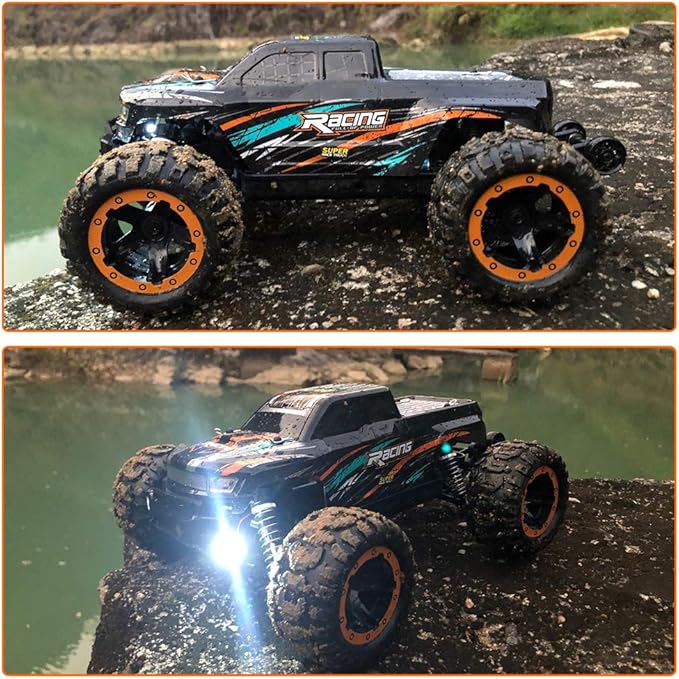 GoolRC 16889A RC Car 1:16 Scale Remote Control Car 4WD 45KM/H High Speed RC Truck with Brushless Motor 2.4GHz All Terrain Off Road Rock Crawler Electric Vehicle Toy for Adults (Orange)