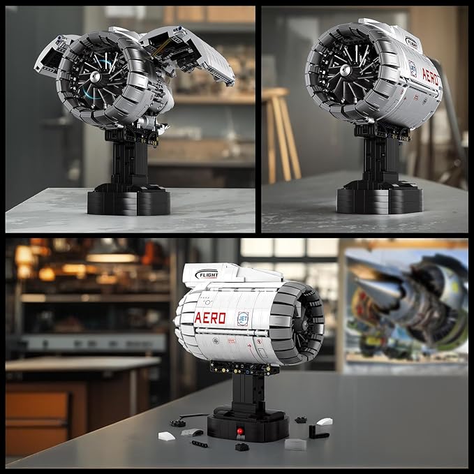 Reobrix Aircraft Turbofan Engine Building Sets Engine Model Kit that Works Mechanical Engineering Building Blocks with Motor 1813 Pcs STEM Airplane Engine Model Building Kits for 14+ (No.33019)