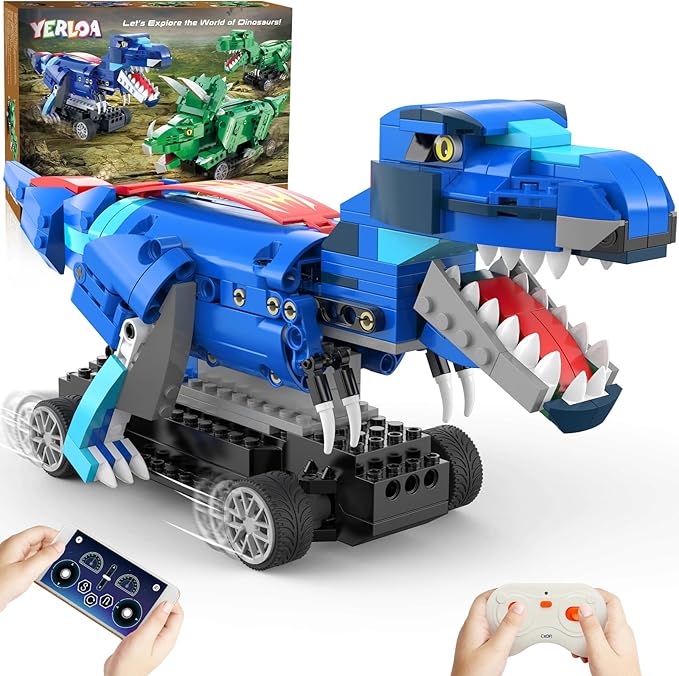 Yerloa Dinosaur Toys for Boys Age 8-12 5-7 6-7 Jurassic Building Kits for Kids 6 7 8 9 10 11 12 + Year Old 343 Pcs Remote Control STEM Projects Building Blocks Sets Educational Birthday Easter Gifts