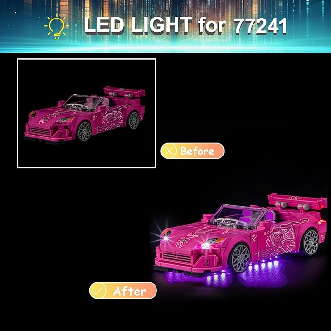 LED Light Kit for Lego 77241 2 Fast 2 Furious Honda S2000 Compatible with Lego 77241 Building Blocks Model(Not Include Blocks Set)