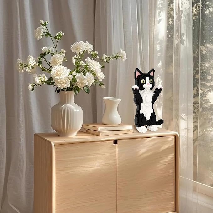 Larcele Micro Building Blocks Set DIY Mini Building Toy Bricks for Age Over 12 Years 1227 Pieces KLJM-05 (Devon Rex Cat)