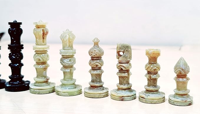 StonKraft - Natural Stone Chess Pieces Chessmen Chess Coins (3 King) | Chess Accessories | Board Games (3 White Brown)