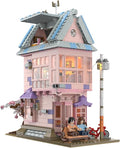 Cherry Blossom Pink House Building Set with LED Light Three Story Apartment with Study Greenhouse Cherry Blossom House Construction for Home Decor Birthday Gift for Adults Girls 12+ (1432 PCS