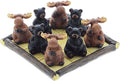 Resin Black Bear vs. Moose Tic-Tac-Toe Game Set with 5 Board